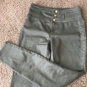 High Waisted Green Jeans